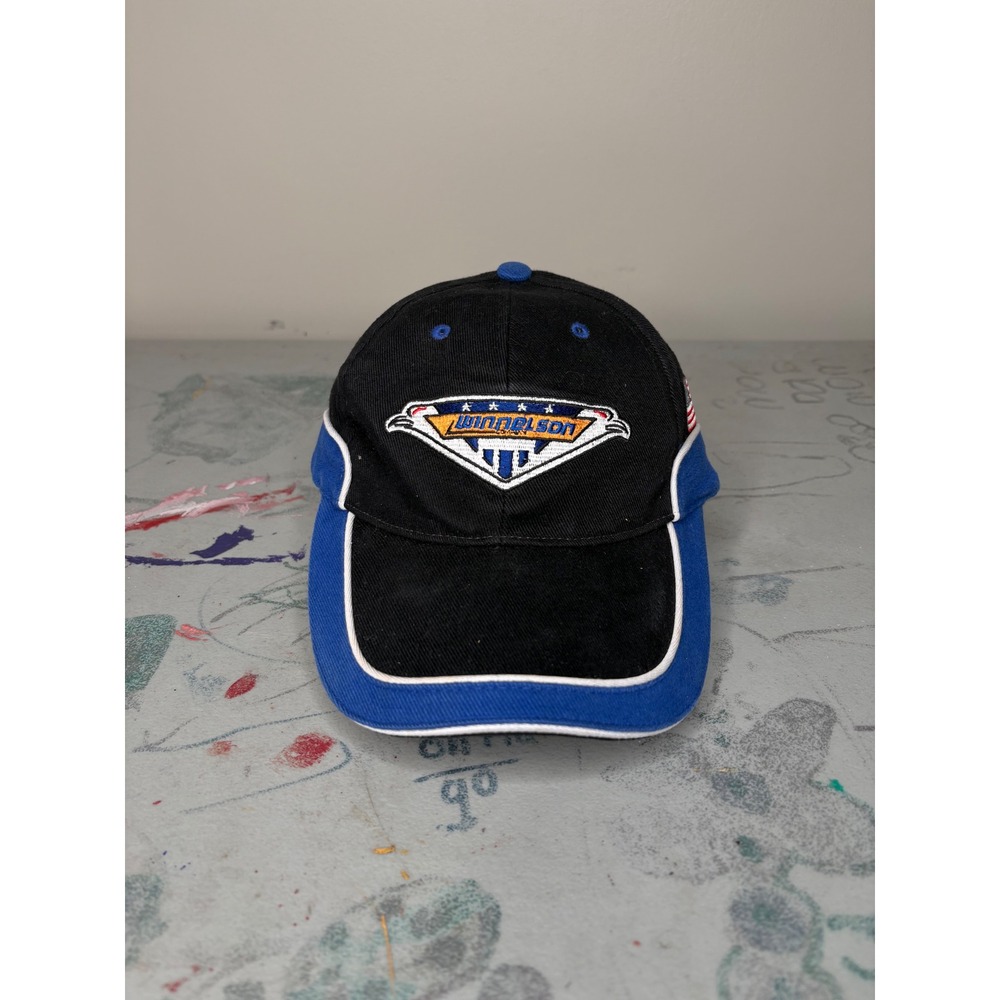 Winnelson Hat Black Blue Embroidered Logo Adjustable Baseball Cap Promo